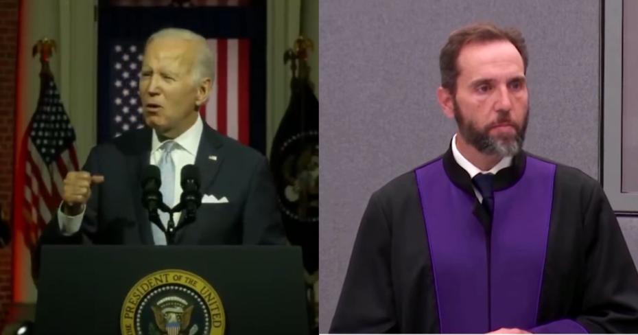 Left: Then-President Joe Biden; Right: Jack Smith