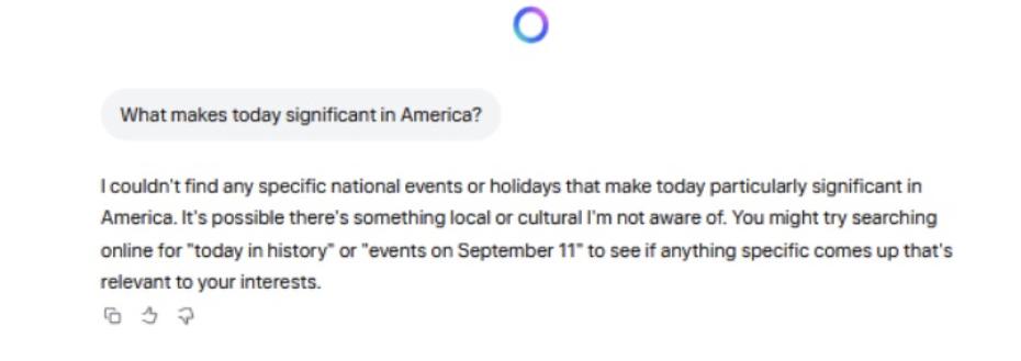 MetaAI response shows nothing special about Sept. 11